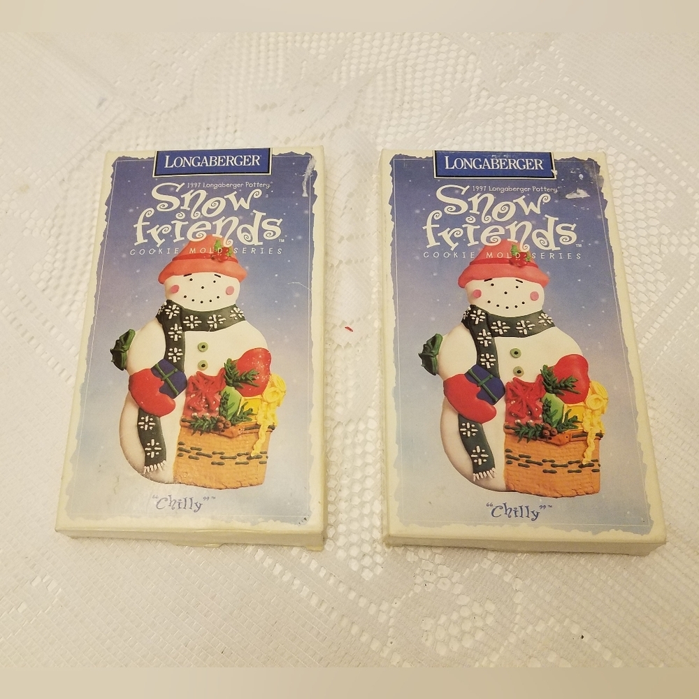 Set of 2 1997 Longaberger Snow Friends  Cookie Mold Series Chilly